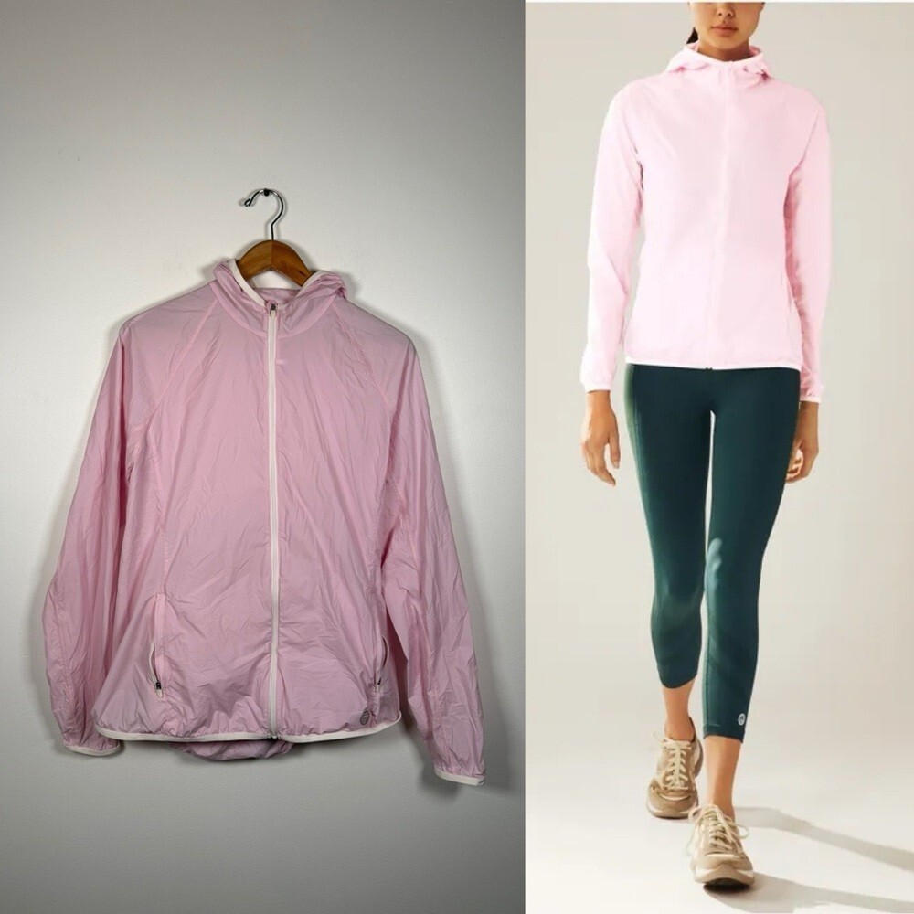 Tory Burch Sport Nylon Packable Jacket in Cotton‎ Pink with Hood